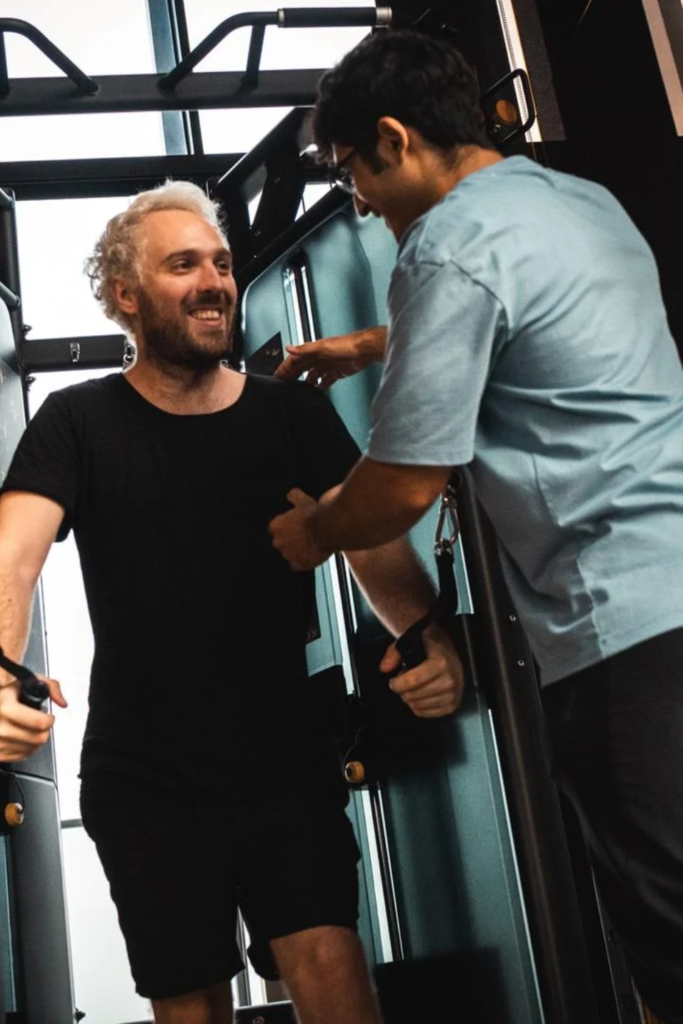 Coach training a client one-on-one at Fit With Gopal in Bangkok